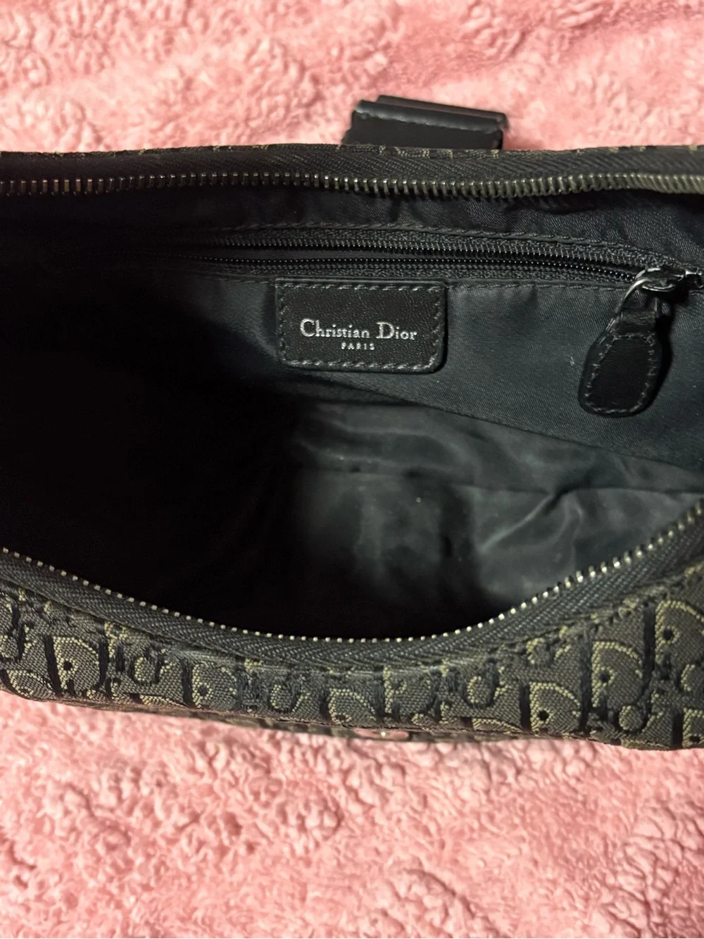 Dior Black Trotter Monogram Croissant Shoulder Bag